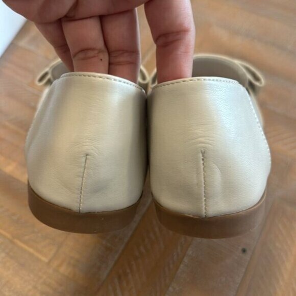 Bamboo Yuppie Slip On Faux Leather Classic Loafer Shoe With Bow in Ivory - Picture 8 of 8